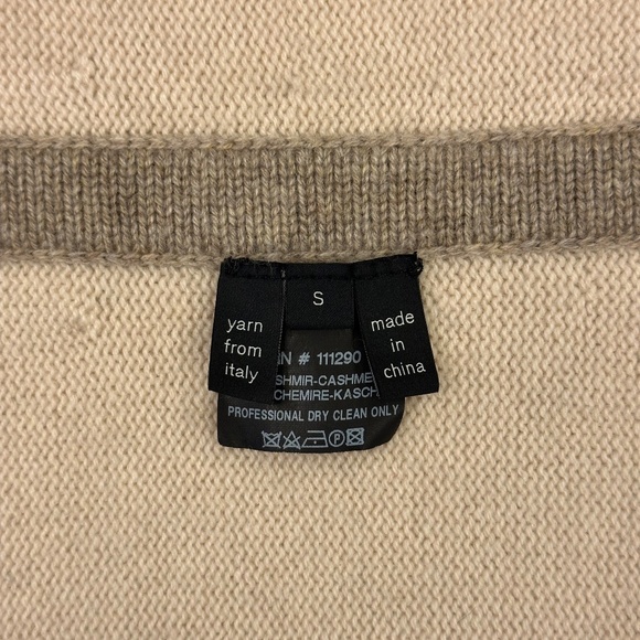 Derek Lam Cashmere Color-Block Button-Up Cardigan Sweater (Beige/Taupe) - Picture 14 of 15